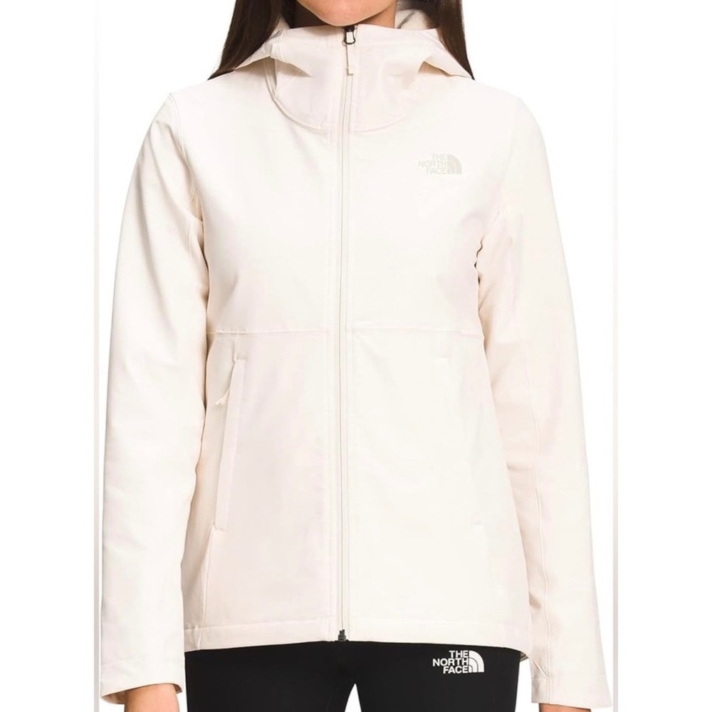 The North Face Shelbe Raschel Jacket Women Large Cream Hooded Softshell Fleece